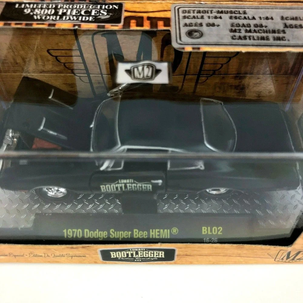M2 Bootlegger 1970 70 Dodge Super Bee Hemi Car Black Die Cast 1/64 Scale